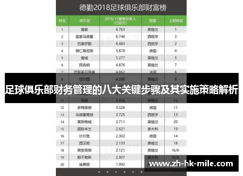 足球俱乐部财务管理的八大关键步骤及其实施策略解析 足球俱乐部财务管理的八大关键步骤及其实施策略解析